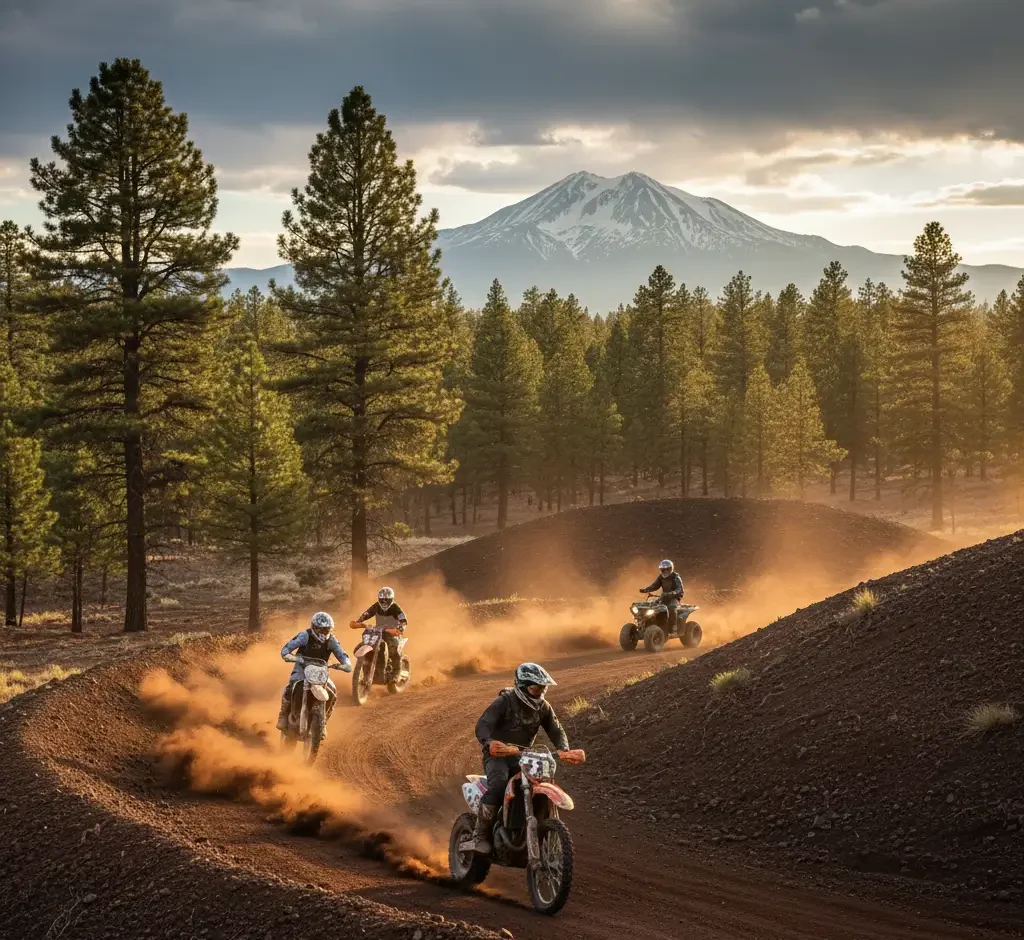 OHV riders on volcanic cinders near Flagstaff.