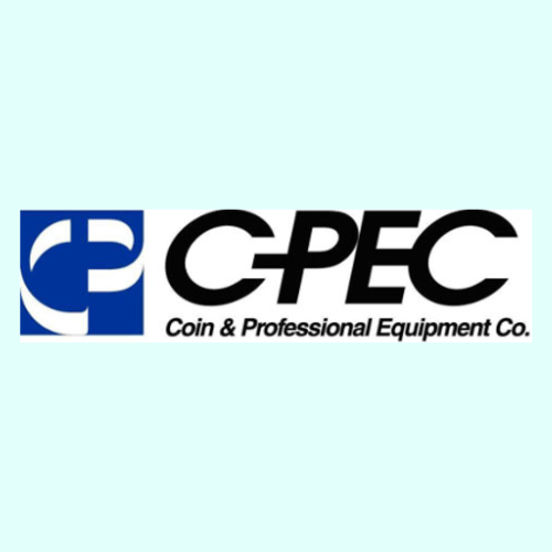 CPEC logo with a blue and white abstract design on the left and the text "CPEC Coin & Professional Equipment Co." in black on the right.