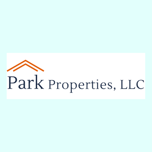 Logo for Park Properties, LLC, featuring the company name in blue text with an orange roof graphic over the letter "P" on a white background.