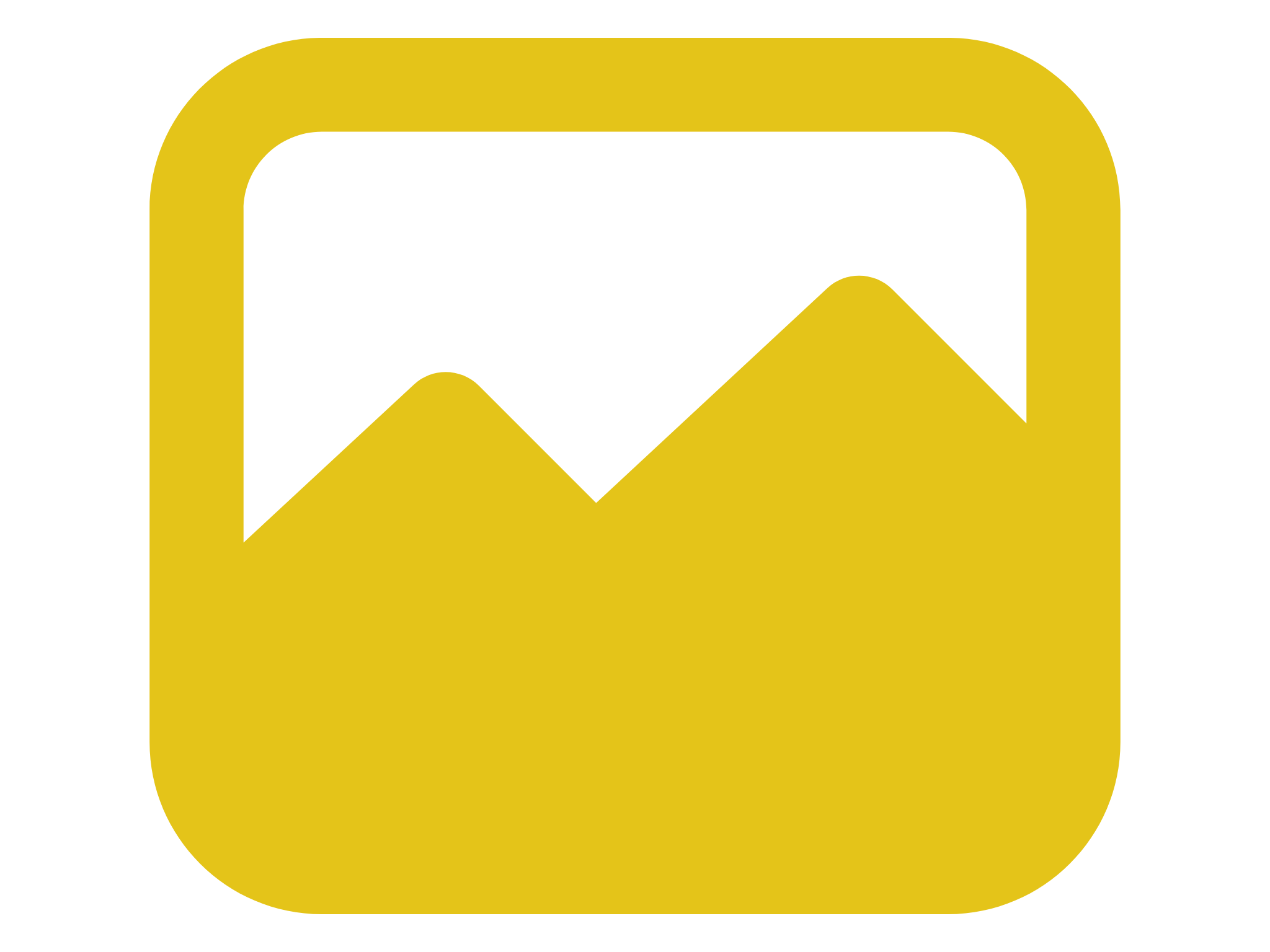 Yellow icon depicting a generic image placeholder with two mountain-like shapes and a circular sun or moon in the upper right corner.